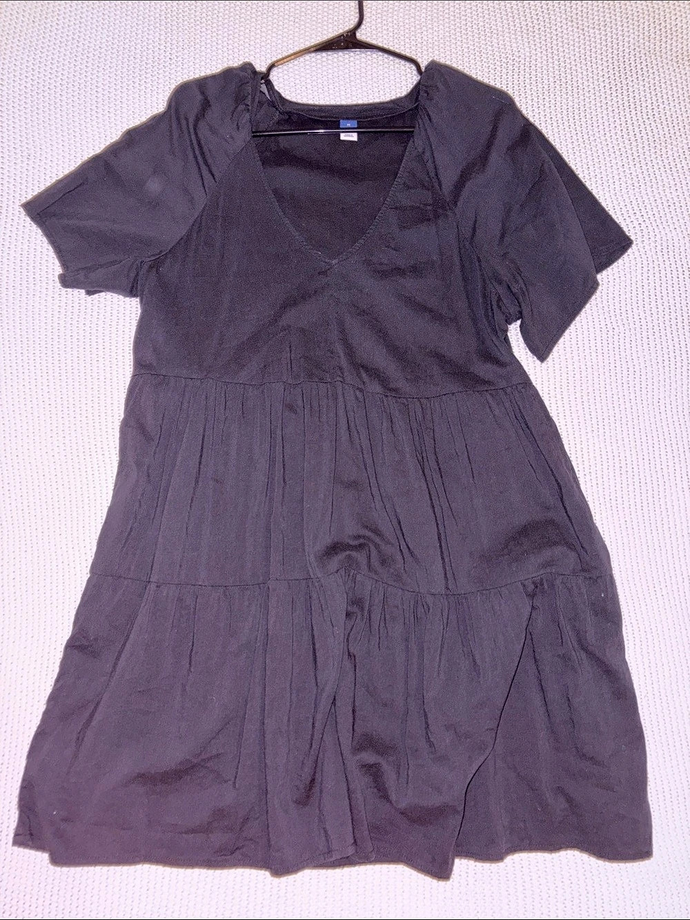 Old Navy V-Neck Mini Swing Dress Black Medium